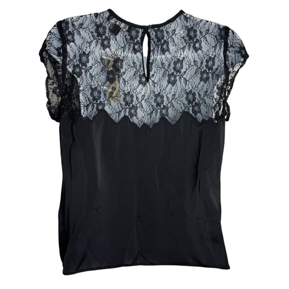 J. Crew Satin Lace Top Womens size XS Black Feminine Romantic blouse J.CREW NWT - Picture 4 of 13